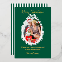 グリーンエレガントボウフレーム写真メリークリスマス
