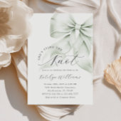 グリーンエレガントボウブライダルシャワー 招待状