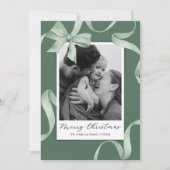 グリーンエレガントボウ写真クリスマス シーズンカード (正面)