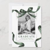 グリーンエレガントボウ写真卒業 案内状 (正面)
