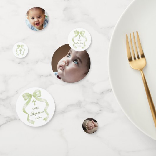 グリーンエレガントボウ洗礼表 コンフェッティ (グループ)