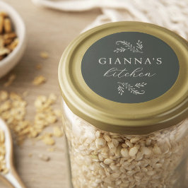 グリーンエレガントボタニカルキッチン&ビジネス ラウンドシール