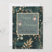 グリーンエレガントボタニカルクリスマスパターンホリデー 招待状 (正面)