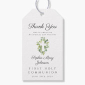 グリーンエレガントボタニカルクロスファースト聖餐式 ギフトタグ