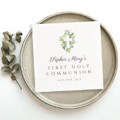 グリーンエレガントボタニカルクロスファースト聖餐式 スタンダードカクテルナプキン