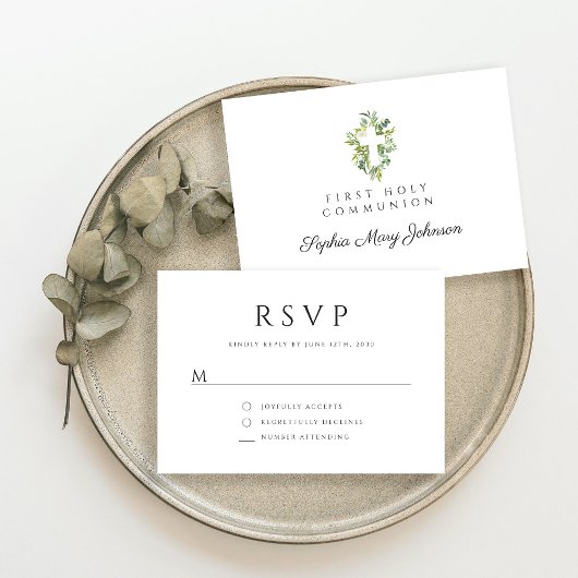 グリーンエレガントボタニカルクロスファースト聖餐式 出欠カード