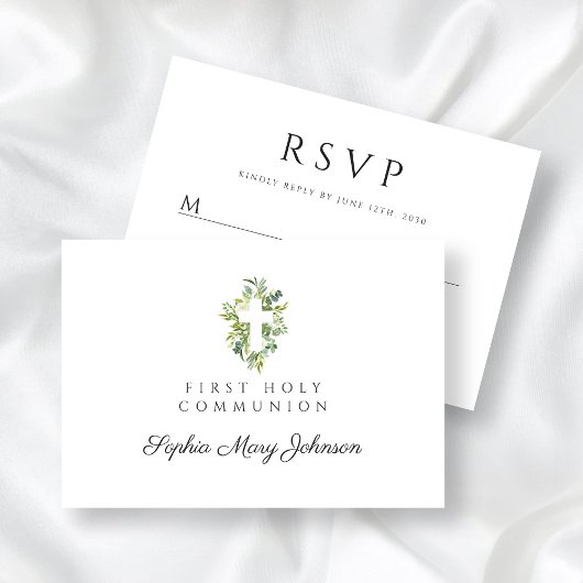 グリーンエレガントボタニカルクロスファースト聖餐式 出欠カード