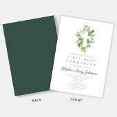 グリーンエレガントボタニカルクロスファースト聖餐式 招待状