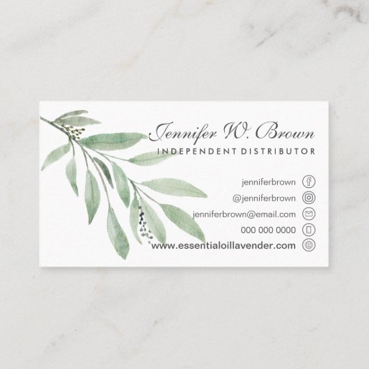 グリーンエレガントボホフローラ自然エッセンシャル油 名刺 (裏面)