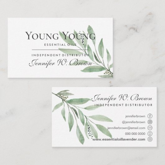 グリーンエレガントボホフローラ自然エッセンシャル油 名刺 (正面/裏面)