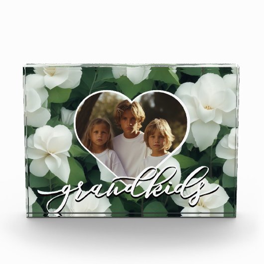 グリーンエレガントボホホワイトフローラ写真テンプレート フォトブロック (正面)