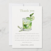 グリーンエレガントマルガリタカクテルブライダルシャワー サンキューカード (正面)
