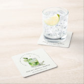 グリーンエレガントマルガリタカクテルブライダルシャワー スクエアペーパーコースター (インサイチュ)