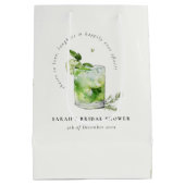 グリーンエレガントマルガリタカクテルブライダルシャワー ミディアムペーパーバッグ (裏面)