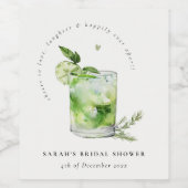 グリーンエレガントマルガリタカクテルブライダルシャワー ワインラベル (シングルラベル)
