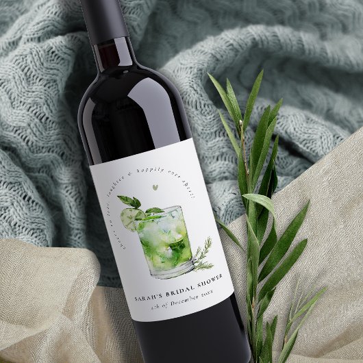 グリーンエレガントマルガリタカクテルブライダルシャワー ワインラベル