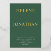 グリーンエレガントミモダンミラ結婚リスト 箔招待状 (正面)