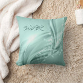 グリーンエレガントミントスワーズモノグラム装飾用クッション クッション (ブランケット)