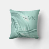 グリーンエレガントミントスワーズモノグラム装飾用クッション クッション (裏面)