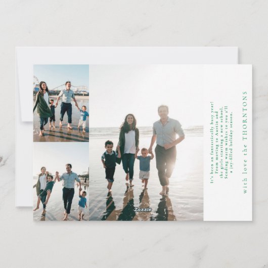 グリーンエレガントメリークリスマスフォトコラージュ シーズンカード (裏面)