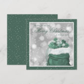 グリーンエレガントメリークリスマスホリデーカード シーズンカード (正面/裏面)