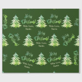 グリーンエレガントモダンクリスマスツリーシック ラッピングペーパー (フラット)