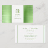 グリーンエレガントモノグラムのコンサルタント 名刺 (正面/裏面)