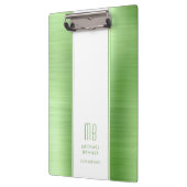 グリーンエレガントモノグラムのビジネス クリップボード (左)