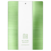 グリーンエレガントモノグラムのビジネス クリップボード (裏面)