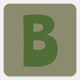 グリーンエレガントモノグラムイニシャルレター スクエアシール