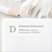 グリーンエレガントモノグラムイニシャル差出人住所 ラベル (インサイチュ)