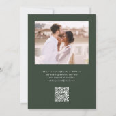 グリーンエレガントモノグラムQR Rsvp写真結婚s 招待状 (裏面)