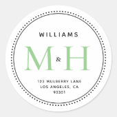 グリーンエレガントモノグラ結婚ム差出人住所 ラウンドシール (正面)