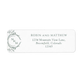 グリーンエレガントモノグラ結婚ム差出人住所 ラベル