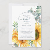 グリーンエレガントユーカリひまわりブライダルシャワー 招待状 (正面)