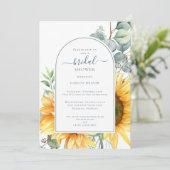 グリーンエレガントユーカリひまわりブライダルシャワー 招待状 (スタンド正面)