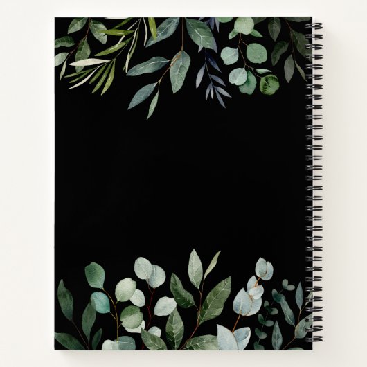 グリーンエレガントユーカリパーソナライズされたレシピ本 ノートブック (裏面)