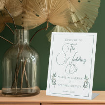 グリーンエレガントユーカリプタスリーフ秋の結婚式ウェルカム