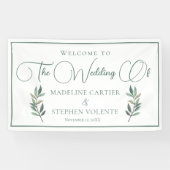 グリーンエレガントユーカリプタスリーフ秋の結婚式ウェルカム 横断幕 (横)