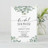 グリーンエレガントユーカリ植物ブライダルシャワー 招待状 (スタンド正面)