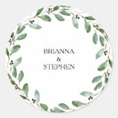 グリーンエレガントユーカリ結婚ス封筒用シール ラウンドシール (正面)