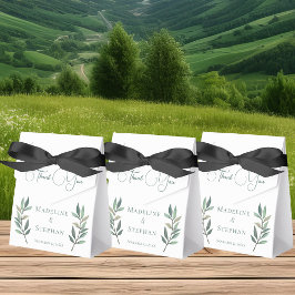 グリーンエレガントユーカリ葉シンプル秋の結婚式 フェイバーボックス