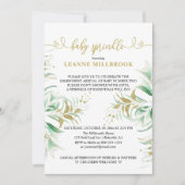 グリーンエレガントリーグリーン&金ゴールドベビースプリンクル 招待状 (正面)