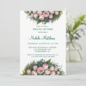 グリーンエレガントリースピンクバッドブライダルシャワー 招待状 (スタンド正面)