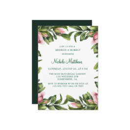 グリーンエレガントリースピンクブドブランチ&バブリー 招待状
