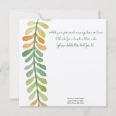 グリーンエレガントリーフリース付き「ありがとう」カスタム カード (裏面)