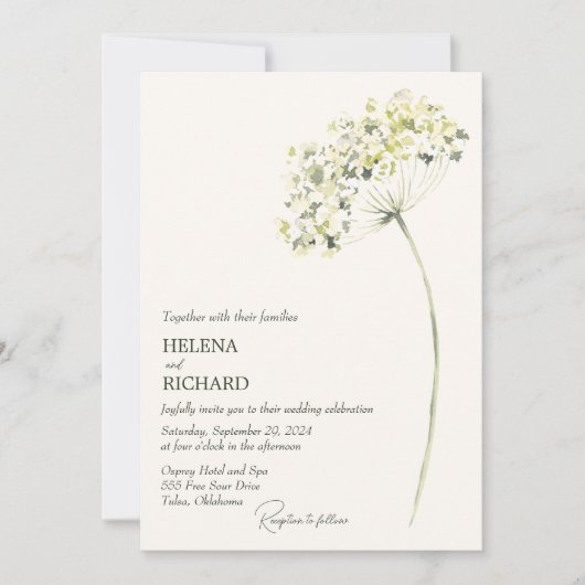 グリーンエレガントリーフローラ結婚式招待状 招待状 (正面)