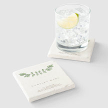 グリーンエレガントリーフ社名石コースター