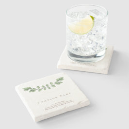 グリーンエレガントリーフ社名石コースター ストーンコースター