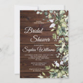 グリーンエレガントリー素朴ウッドブライダルシャワー 招待状 (正面)